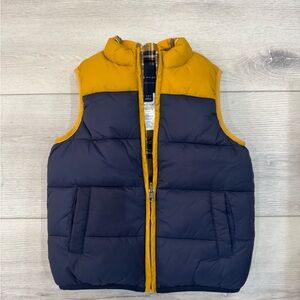 Yellow and Navy Puffer Vest Janie and Jack size 3/4